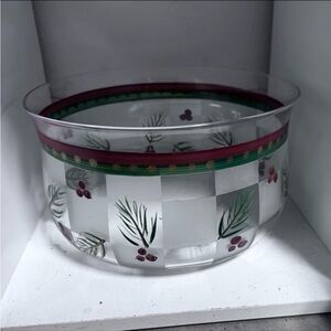 Vintage Holiday Christmas Pine and Chestnut Punch Bowl